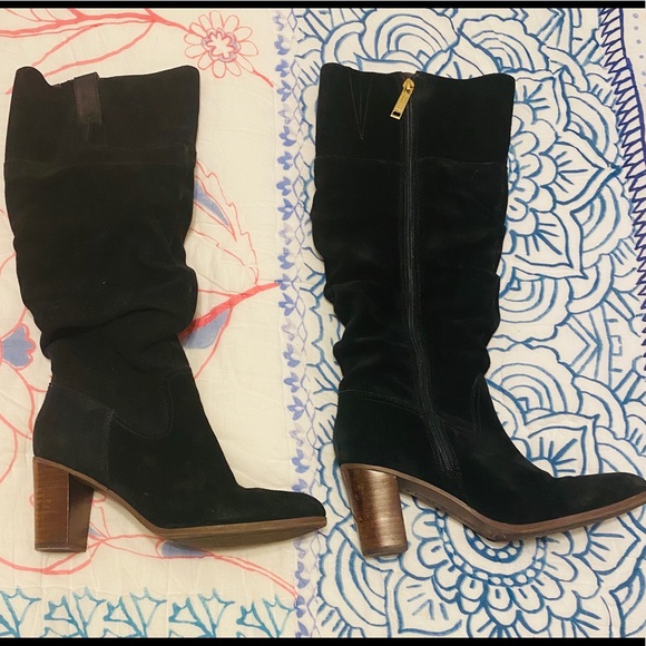 👢 TOMMY HILFIGER BLACK SUEDE BOOTS SIZE 9 - Picture 3 of 4